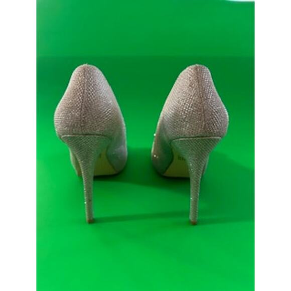 Badgley Mischka Belle Silver 3" Heels Stiletto Pumps Jewel Detail Size 9 - Picture 6 of 9